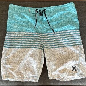 Hurley Men's Teal and Gray Board Shorts